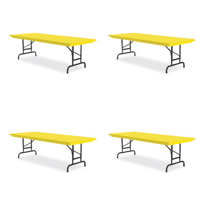 Adjustable Folding Tables, Rectangular, 60" X 30" X 22" To 32", Yellow Top, Black Legs, 4/pallet