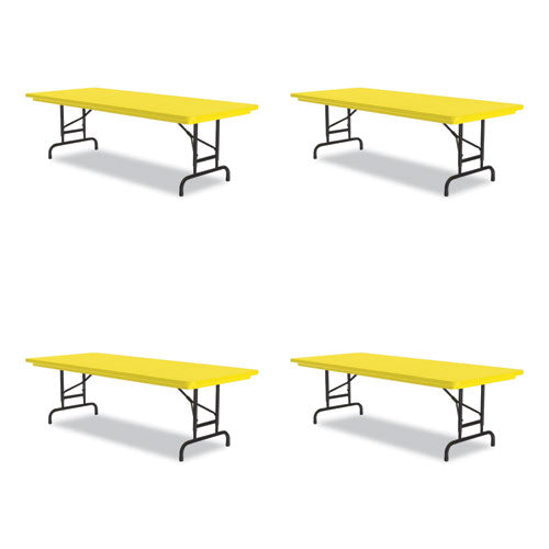 Adjustable Folding Tables, Rectangular, 72" X 30" X 22" To 32", Yellow Top, Black Legs, 4/pallet