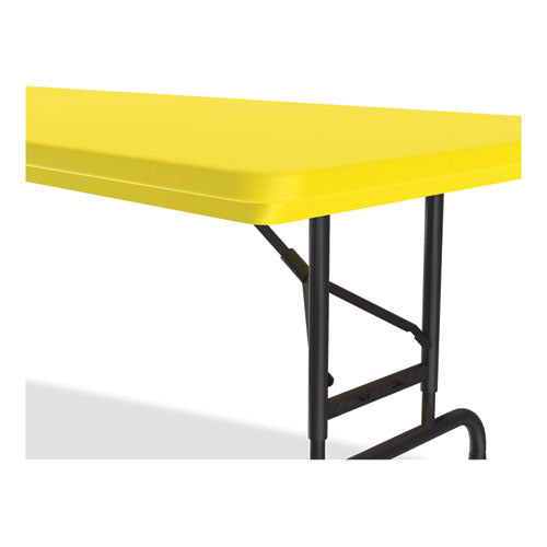 Adjustable Folding Tables, Rectangular, 72" X 30" X 22" To 32", Yellow Top, Black Legs, 4/pallet