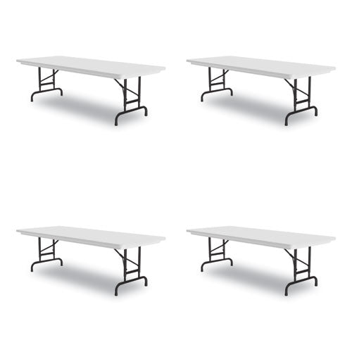 Adjustable Folding Tables, Rectangular, 96" X 30" X 22" To 32", Gray Granite Top, Black Legs, 4/pallet