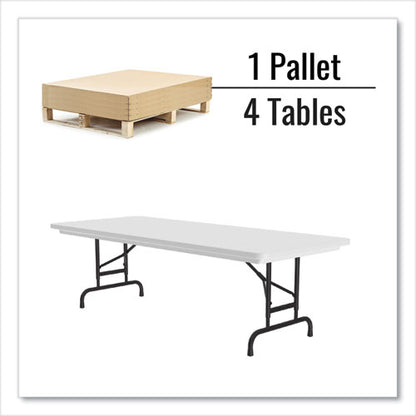 Adjustable Folding Tables, Rectangular, 96" X 30" X 22" To 32", Gray Granite Top, Black Legs, 4/pallet