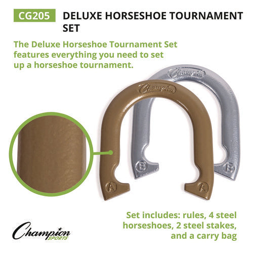 Deluxe Horseshoe Tournament Set, 4 Horseshoes/2 Stakes/carry Bag/rule Sheet