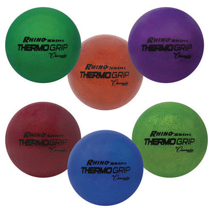 Rhino Skin Thermo Grip Dodgeball Set, 6.3" Diameter, Assorted Colors, 6/set