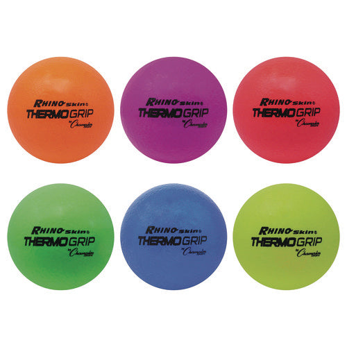 Rhino Skin Thermo Grip Dodgeball Set, 6.3" Diameter, Assorted Colors, 6/set