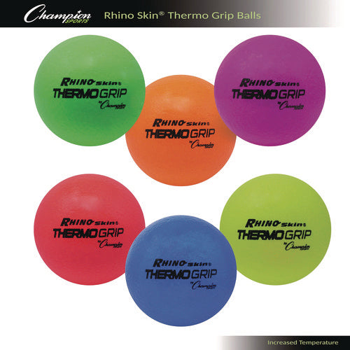 Rhino Skin Thermo Grip Dodgeball Set, 6.3" Diameter, Assorted Colors, 6/set