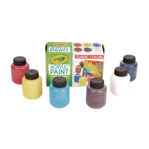 Acrylic Paint Set, Six Assorted Classic Colors, 2 Oz Bottles, 6/box