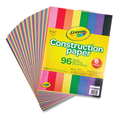 Construction Paper, 9 X 12, Assorted Colors, 96 Sheets/pack