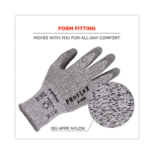 Proflex 7030 Ansi A3 Pu Coated Cr Gloves, Gray, Large, 12 Pairs/pack