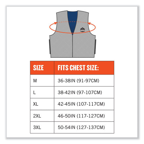 Chill-its 6665 Embedded Polymer Cooling Vest With Zipper, Nylon/polymer, 2x-large, Gray