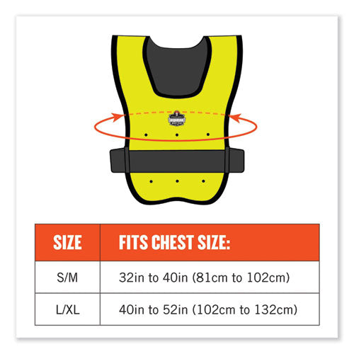 Chill-its 6687 Economy Dry Evaporative Cooling Elastic Waist Vest, Nylon, Small/medium, Lime