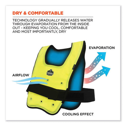 Chill-its 6687 Economy Dry Evaporative Cooling Elastic Waist Vest, Nylon, Small/medium, Lime