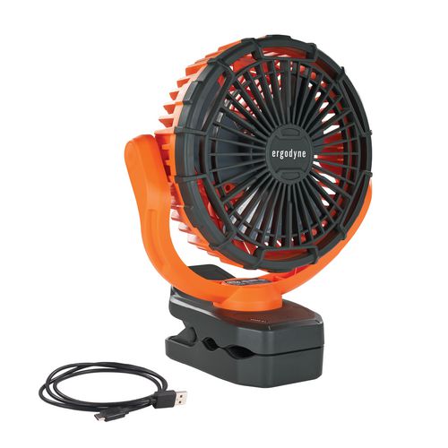 Chill-its 6090 Rechargeable Portable Jobsite Fan, 9.5, Orange/black