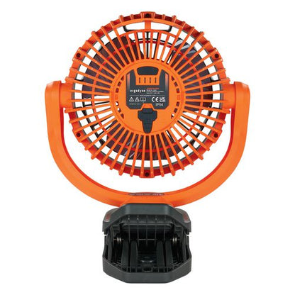 Chill-its 6090 Rechargeable Portable Jobsite Fan, 9.5, Orange/black