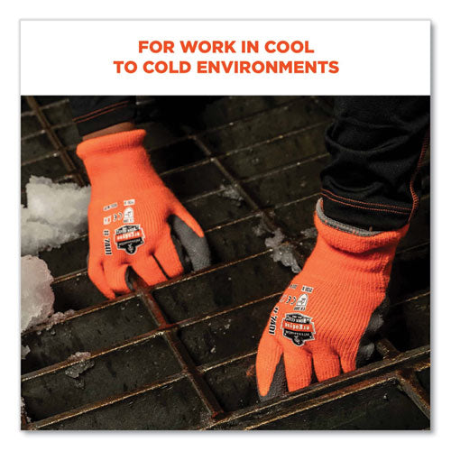 Proflex 7401-case Coated Lightweight Winter Gloves, Orange, Medium, 144 Pairs/carton