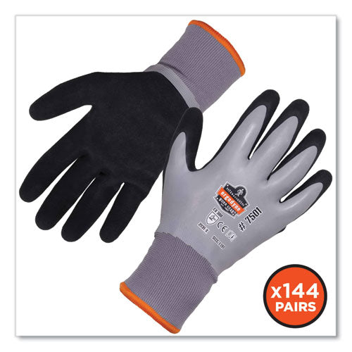 Proflex 7501-case Coated Waterproof Winter Gloves, Gray, Large, 144 Pairs/carton