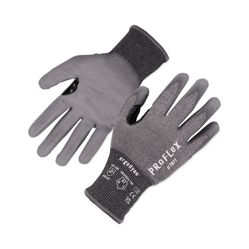 Proflex 7071 Ansi A7 Pu Coated Cr Gloves, Gray, Small, 12 Pairs/pack