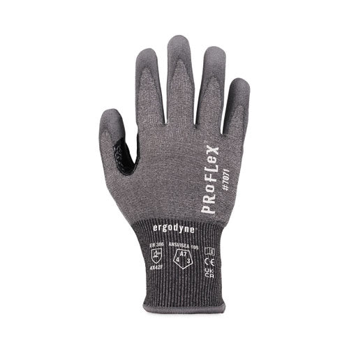 Proflex 7071 Ansi A7 Pu Coated Cr Gloves, Gray, Large, Pair