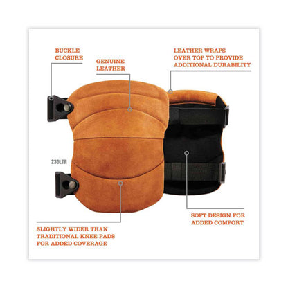 Proflex 230ltr Leather Knee Pads, Wide Soft Cap, Buckle Closure, One Size Fits Most, Brown, Pair