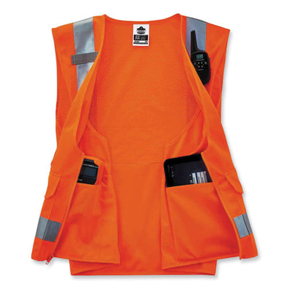 Glowear 8250z Class 2 Surveyors Zipper Vest, Polyester, Small/medium, Orange