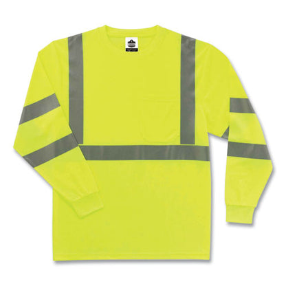 Glowear 8391 Class 3 Hi-vis Long Sleeve Shirt, Polyester, Lime, Large