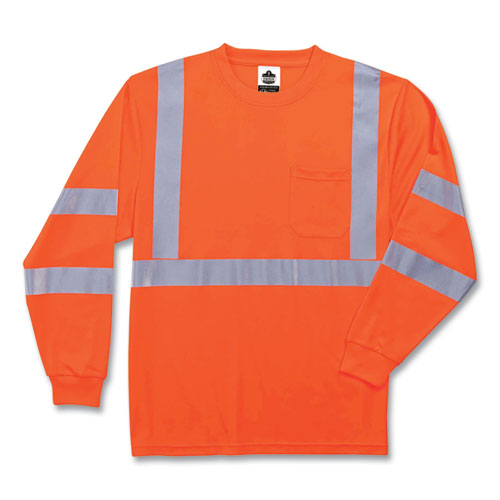 Glowear 8391 Class 3 Hi-vis Long Sleeve Shirt, Polyester, Orange, Large