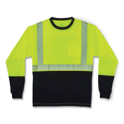 Glowear 8281bk Class 2 Long Sleeve Shirt With Black Bottom, Polyester, 2x-large, Lime