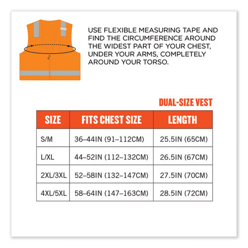 Glowear 8249z Class 2 Economy Surveyors Zipper Vest, Polyester, Large/x-large, Orange