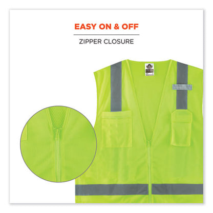 Glowear 8249z Class 2 Economy Surveyors Zipper Vest, Polyester, X-small, Lime