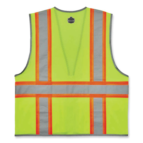 Glowear 8246z Class 2 Two-tone Mesh Reflective Binding Zipper Vest, Polyester, 2x-large/3x-large, Lime