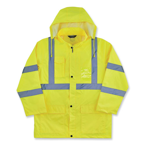 Glowear 8366 Class 3 Lightweight Hi-vis Rain Jacket, Polyester, 5x-large, Lime