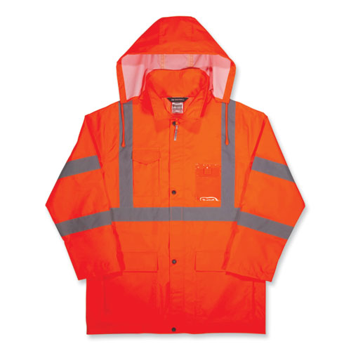 Glowear 8366 Class 3 Lightweight Hi-vis Rain Jacket, Polyester, 3x-large, Orange