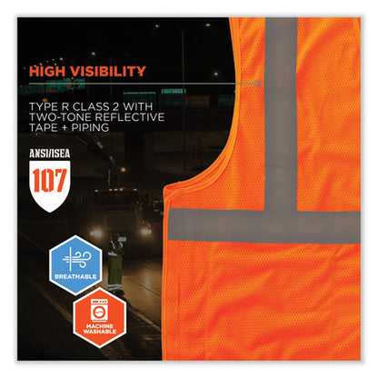 Glowear 8215ba-s Single Size Class 2 Economy Breakaway Mesh Vest, Polyester, X-small, Orange