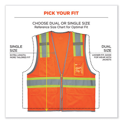 Glowear 8246z-s Single Size Class 2 Two-tone Mesh Vest, Polyester, 2x-large, Orange