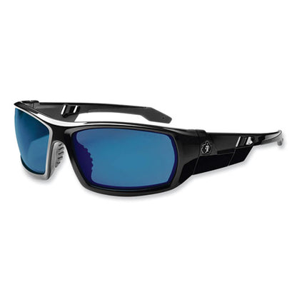 Skullerz Odin Safety Glasses, Black Nylon Impact Frame, Blue Mirror Polycarbonate Lens