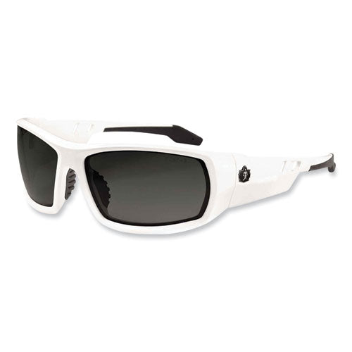 Skullerz Odin Safety Glasses, White Nylon Impact Frame, Polarized Smoke Polycarbonate Lens