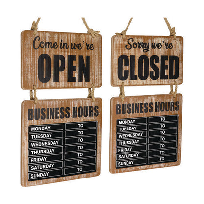 Business Hours Outdoor Sign, 9.75 X 22.5, Brown Face, Black/white Lettering, Chalkboard