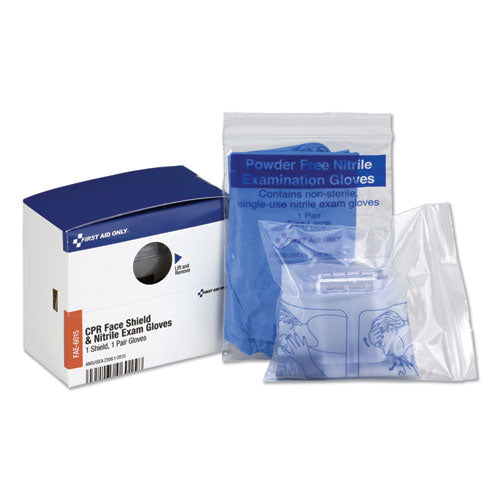 Smartcompliance Rescue Breather Face Shield With 2 Nitrile Exam Gloves, One Size Fits All