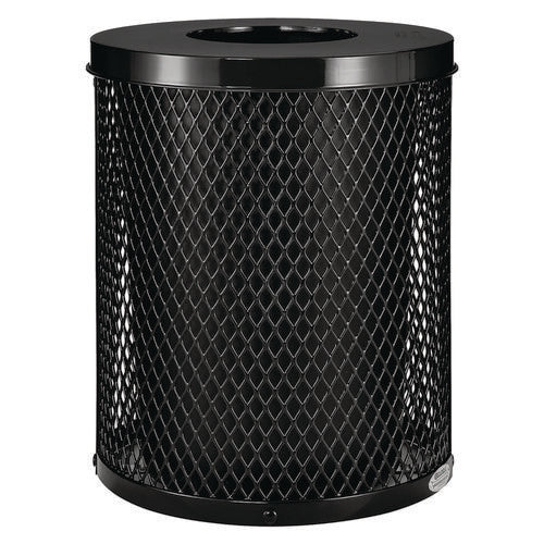 Outdoor Diamond Steel Trash Can, 36 Gal, Black