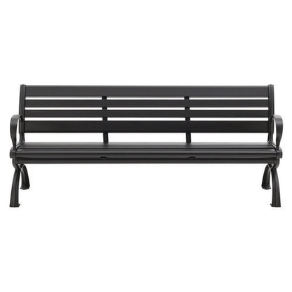 Aluminum Bench With Back, 73" X 22.75" X 30.75", Black Seat/back, Black Base