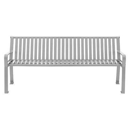 Steel Slat Benches With Back, 72" X 26" X 31", Gray Seat/back, Gray Base