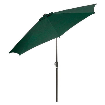 Outdoor Umbrella With Tilt Mechanism, 102" Span, 94" Long, Green Canopy, Black Handle