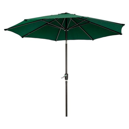 Outdoor Umbrella With Tilt Mechanism, 102" Span, 94" Long, Green Canopy, Black Handle