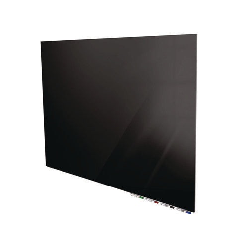 Aria Low-profile Frameless Magnetic Glassboard, 48" X 36", Black Surface