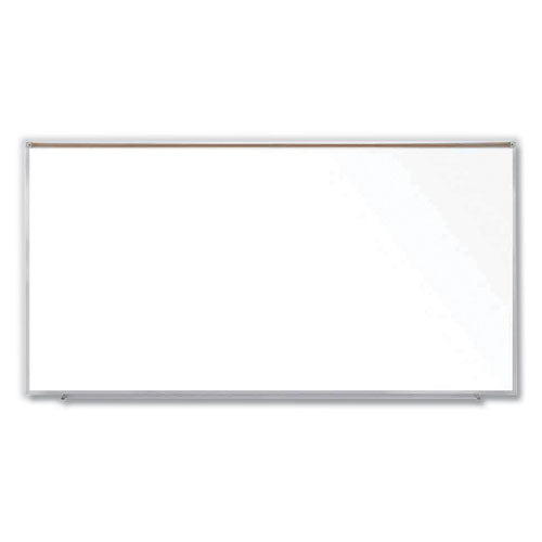 Magnetic Porcelain Whiteboard With Aluminum Frame And Maprail, 120.59" X 60.47", White Surface, Satin Aluminum Frame