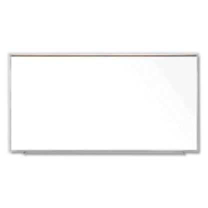 Magnetic Porcelain Whiteboard With Aluminum Frame And Maprail, 120.59" X 60.47", White Surface, Satin Aluminum Frame