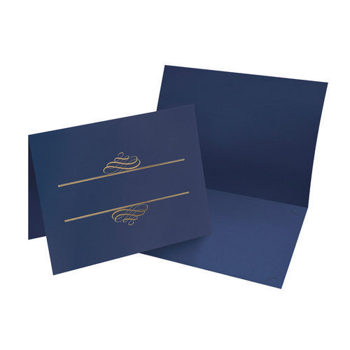 Embossed Foil Certificate Holders, 80-lb Paper, Navy, 5/pack