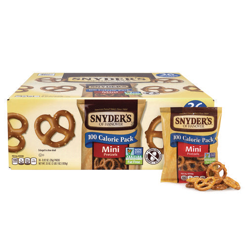 Mini Pretzels. 0.92 Oz Pack, 36 Packs/box, 2 Boxes/carton