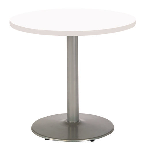 Pedestal Table With Four Navy Kool Series Chairs, Round, 36" Dia X 29h, Designer White