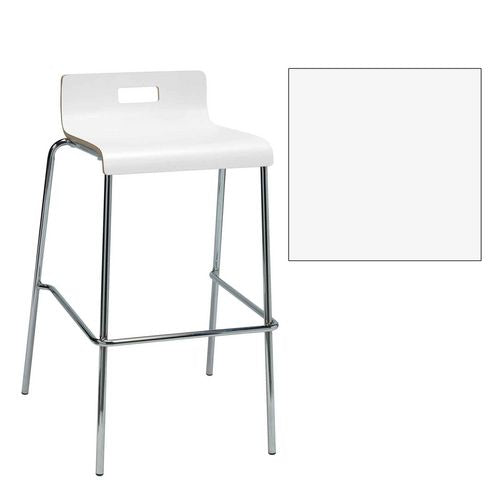 Pedestal Bistro Table With Four White Jive Series Barstools, Square, 36 X 36 X 41, Designer White