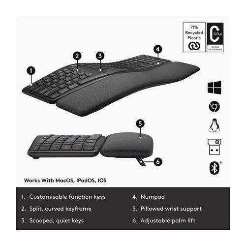 Ergo K860 Wireless Keyboard, Graphite